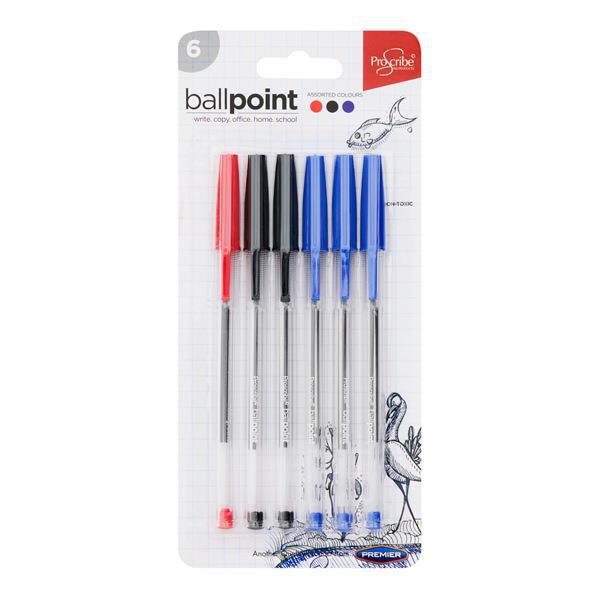 Ball Point Pen (3 Blue, 2 Black, 1 Red) - Pack of 6 by ProScribe on Schoolbooks.ie
