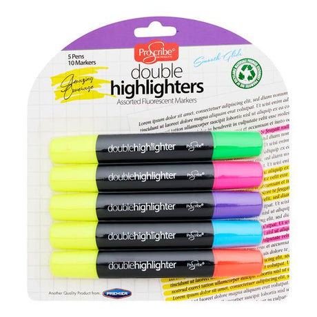 ProScribe - 5 Double Ended Highlighter Markers by ProScribe on Schoolbooks.ie