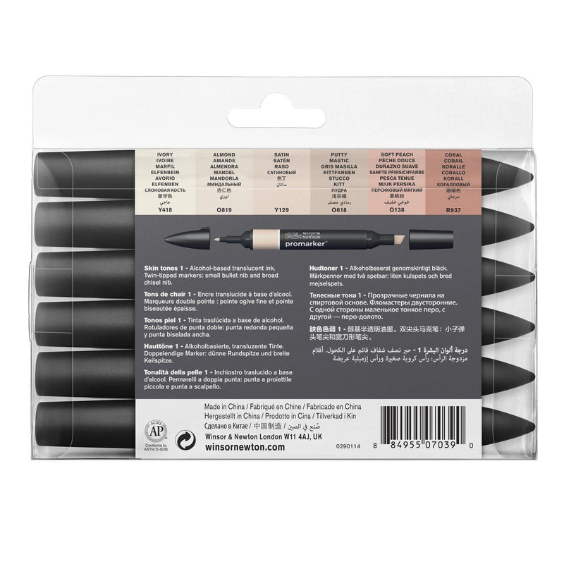 ■ Winsor & Newton - Promarker - Skin Tones 1 Set of 6 by Winsor & Newton on Schoolbooks.ie