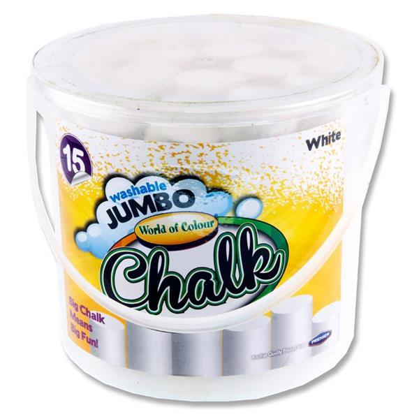 Bucket of 15 Jumbo Sidewalk Chalk - White by World of Colour on Schoolbooks.ie
