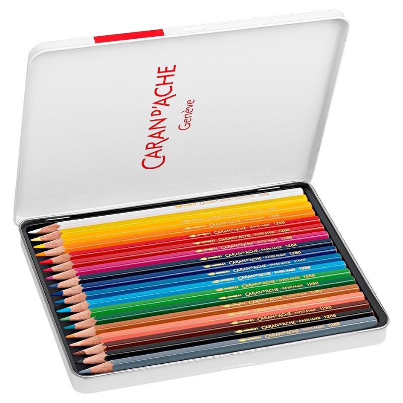 Caran d'Ache - Metal Tin with 18 Water-Soluble Colour Pencils by Caran d'Ache on Schoolbooks.ie