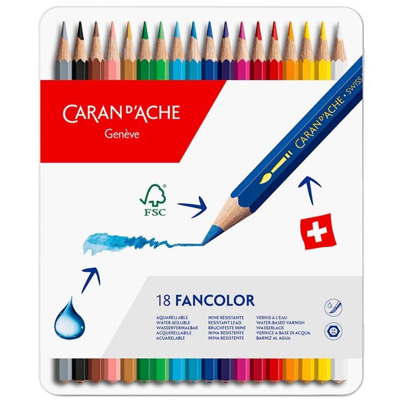 Caran d'Ache - Metal Tin with 18 Water-Soluble Colour Pencils by Caran d'Ache on Schoolbooks.ie