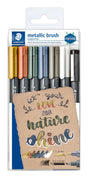 ■ Staedtler - Metallic Brush Pen - Wallet of 7 with Free Pigment Liner by Staedtler on Schoolbooks.ie