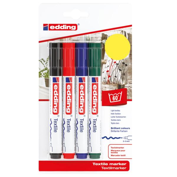 ■ Edding 4500 - Textile Marker- Set of 4 Basic Colours by edding on Schoolbooks.ie