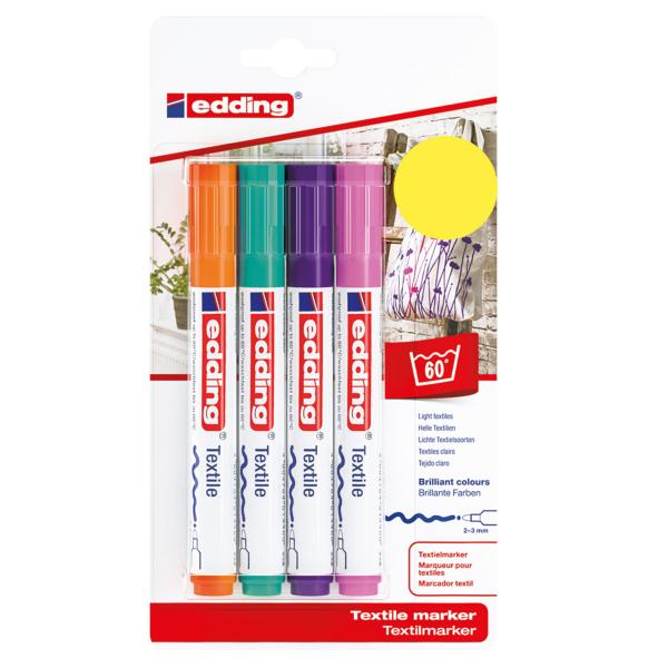 ■ Edding 4500 - Textile Marker - Set of 4 - Fun Colours by edding on Schoolbooks.ie