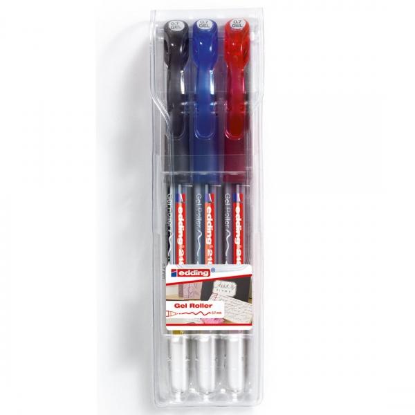 edding 2185 - Set of 3 Gel Ink Pens - Black, Blue & Red by edding on Schoolbooks.ie
