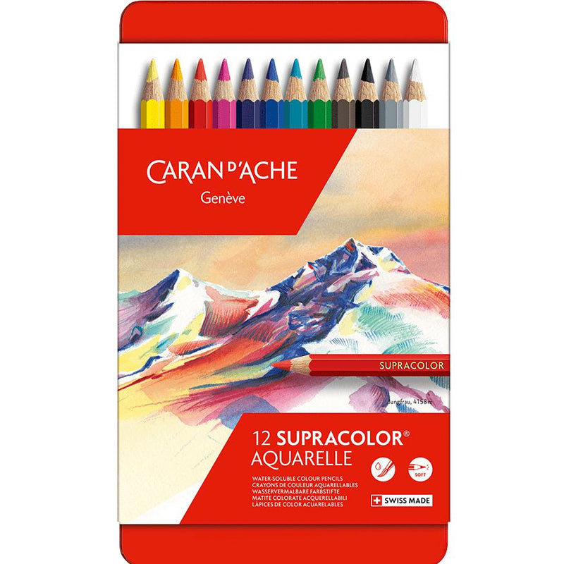Caran d'Ache - Box of 12 Supracolor Aquarelle Colour Pencils by Caran d'Ache on Schoolbooks.ie