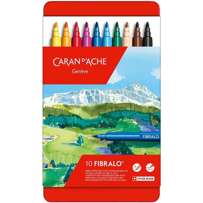 Caran d'Ache - Fibralo - Metal Tin with 10 Assorted Colours by Caran d'Ache on Schoolbooks.ie